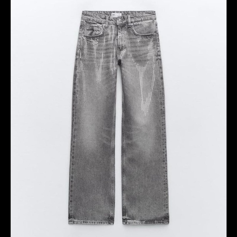 Zara Silver Flare & Wide Leg Jeans